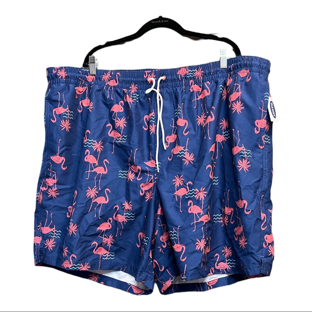 NWT Old Navy Men's Flamingo Printed Swim Trunks 8-inch inseam Size XL